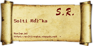 Solti Réka névjegykártya